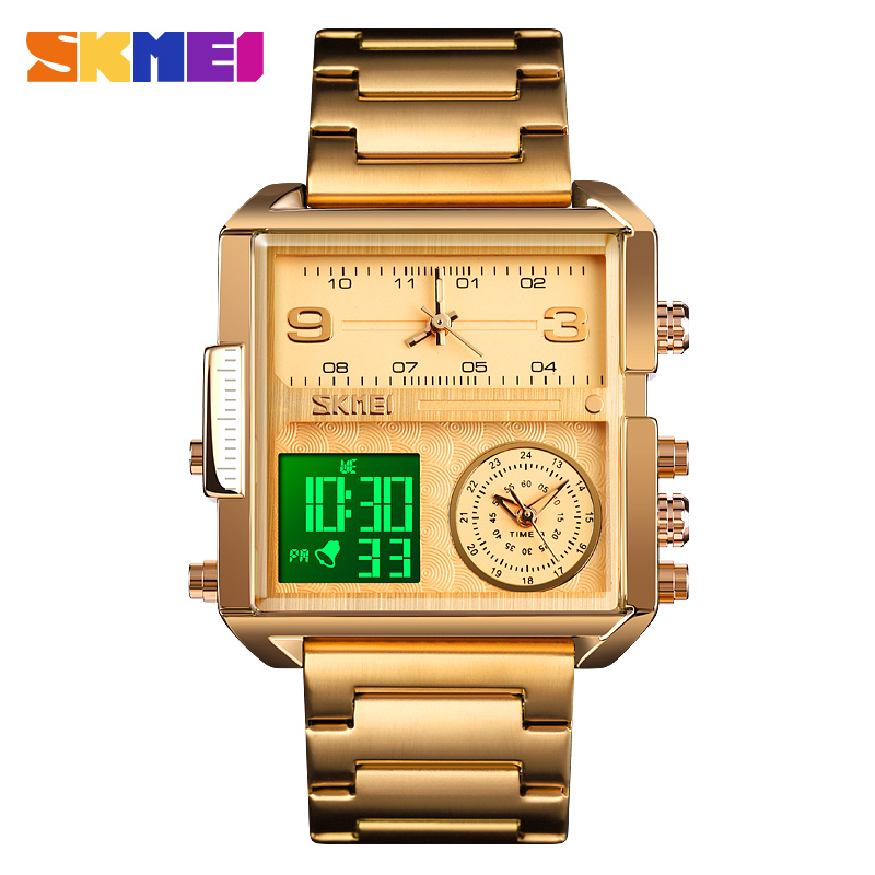 RELOJ SKMEI 1584 DORADO DIGITAL ANALOGO 3 TIEMPOS - 1