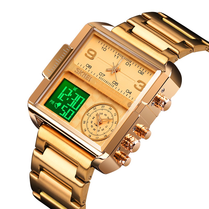 RELOJ SKMEI 1584 DORADO DIGITAL ANALOGO 3 TIEMPOS - 2