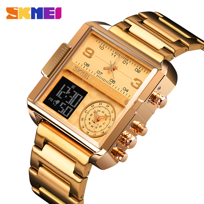 RELOJ SKMEI 1584 DORADO DIGITAL ANALOGO 3 TIEMPOS - 4