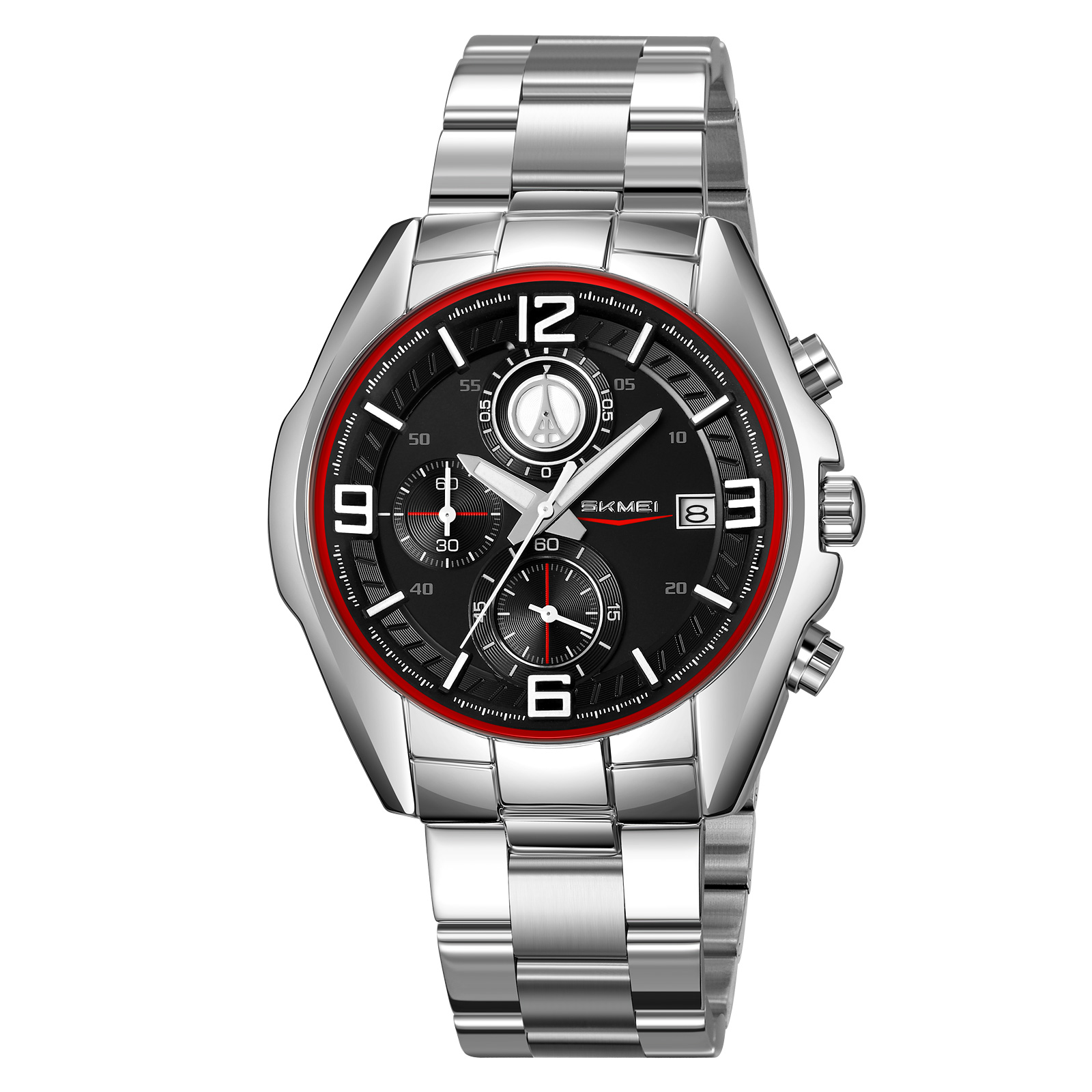 RELOJ SKMEI 9346 PLATEADO FONDO NEGRO CRONÓMETRO - 2