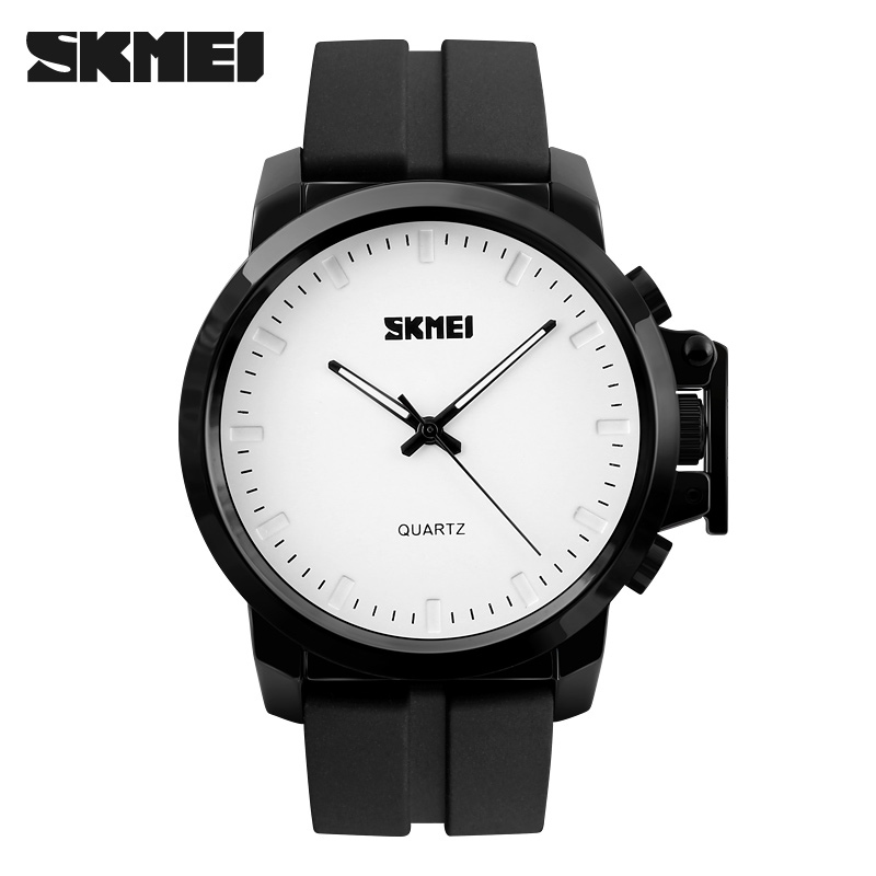 RELOJ SKMEI 1208 NEGRO FONDO BLANCO SILICONA - 1