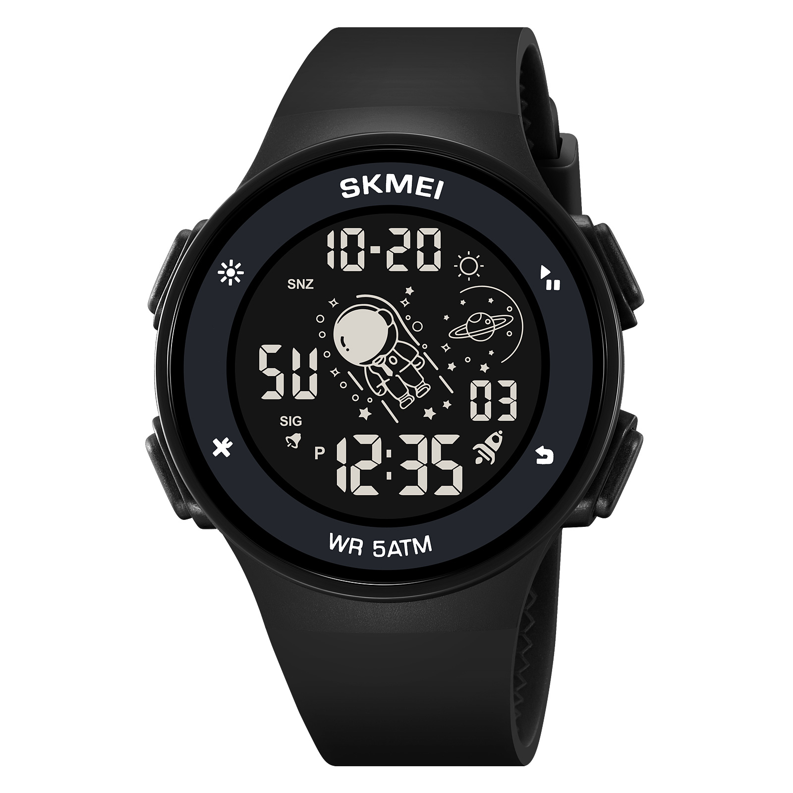 RELOJ SKMEI 2068 NEGRO ASTRONAUT CORREA SILICONA - 2