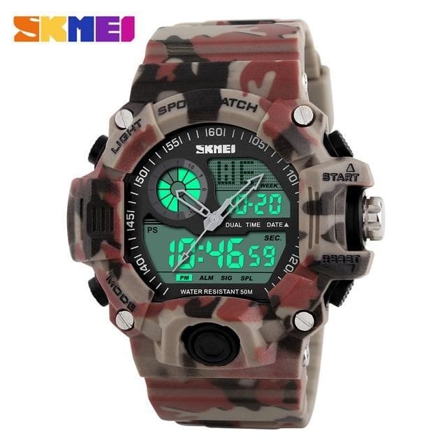 RELOJ SKMEI 1029 CAMUFLADO ROJO SILICONA - 1