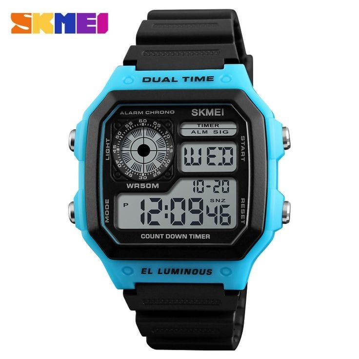 RELOJ SKMEI 1299 AZUL CORREA NEGRA - 1