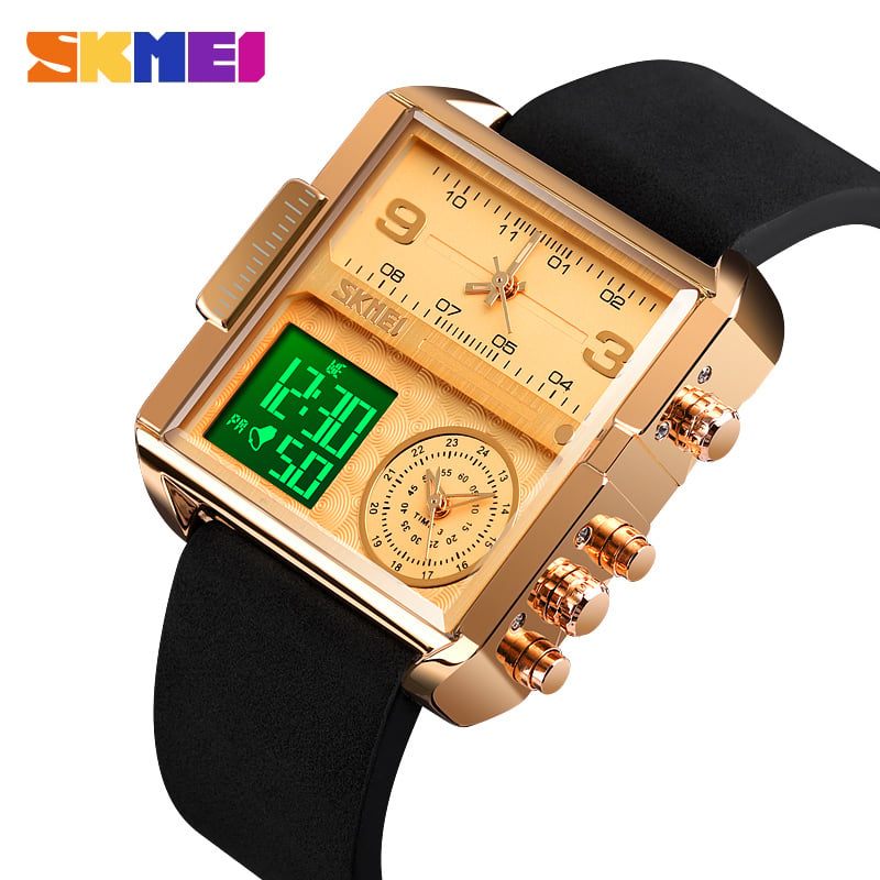 RELOJ SKMEI 1584 DORADO DIGITAL ANALOGO 3HORAS - 3