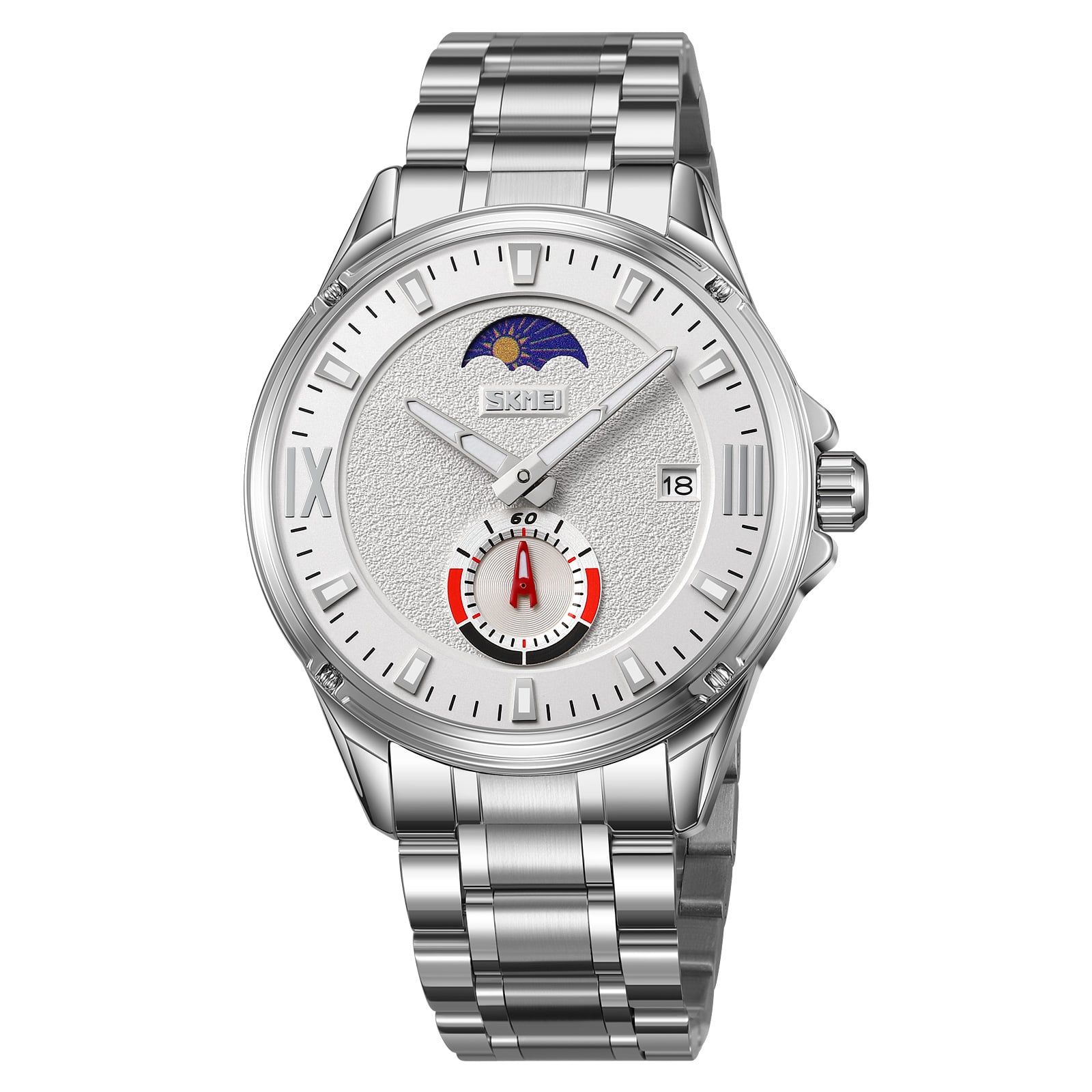 RELOJ SKMEI 9326 MOON PHASE ANALOGO CORREA ACERO PARA CABALLERO - 2