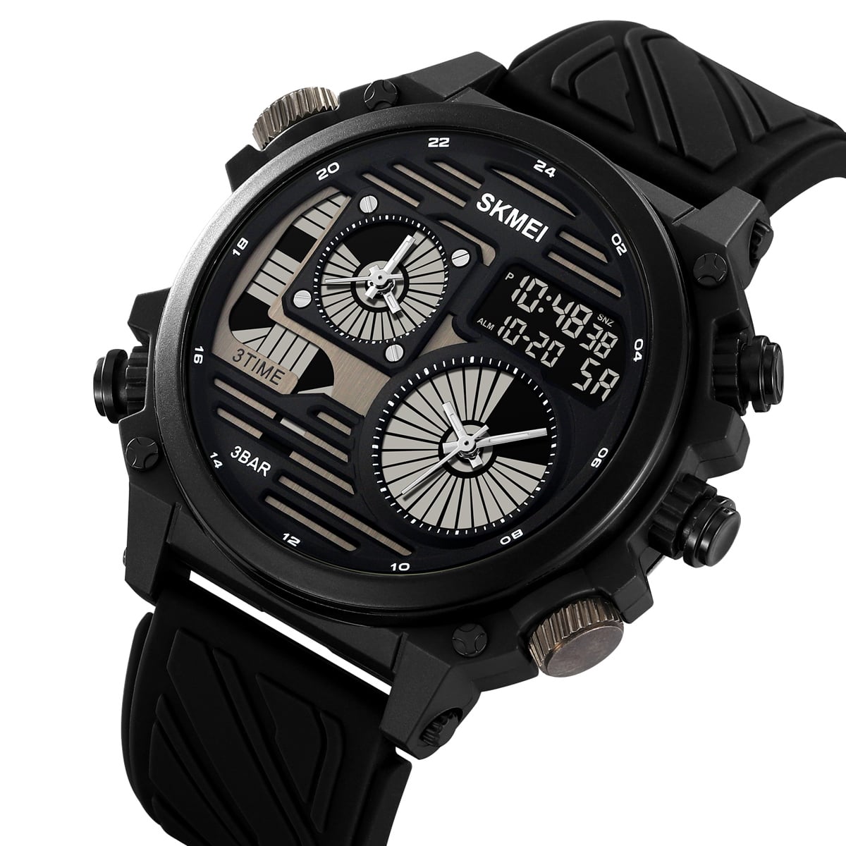 RELOJ SKMEI 2202 NEGRO ANALOGO Y DIGITAL CORREA SILICONA - 1