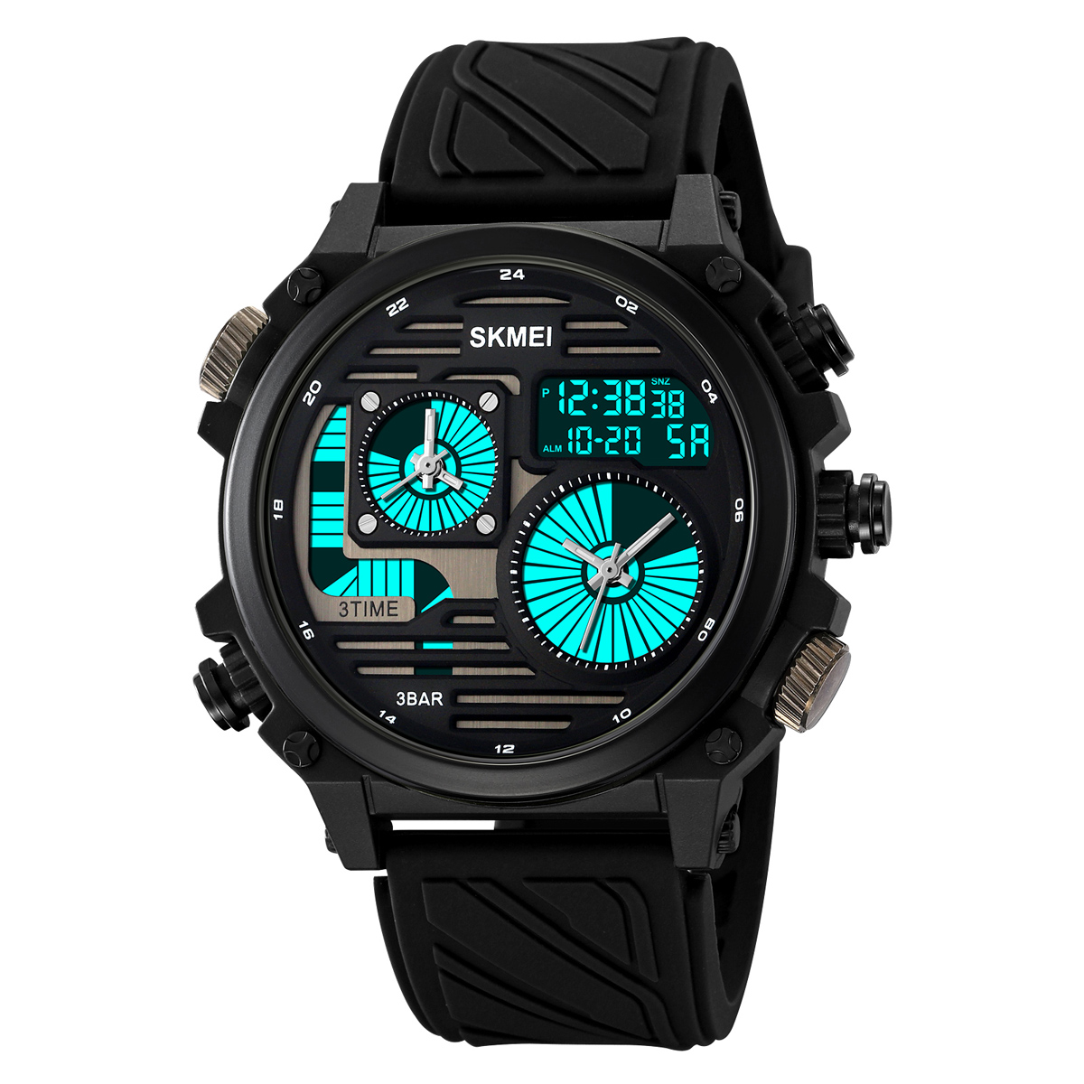 RELOJ SKMEI 2202 NEGRO ANALOGO Y DIGITAL CORREA SILICONA - 3