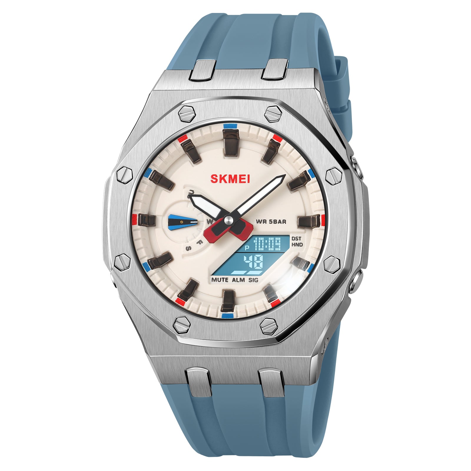 RELOJ SKMEI 2243 CELESTE CORREA SILICONA HORA MUNDIAL - 1