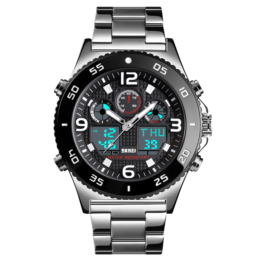 RELOJ SKMEI 1538 PLATEADO ANALOGICO DIGITAL ACERO - 1