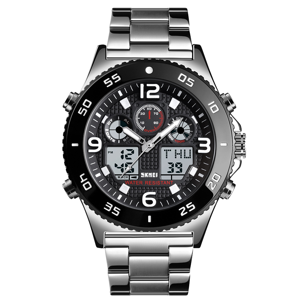 RELOJ SKMEI 1538 PLATEADO ANALOGICO DIGITAL ACERO - 2
