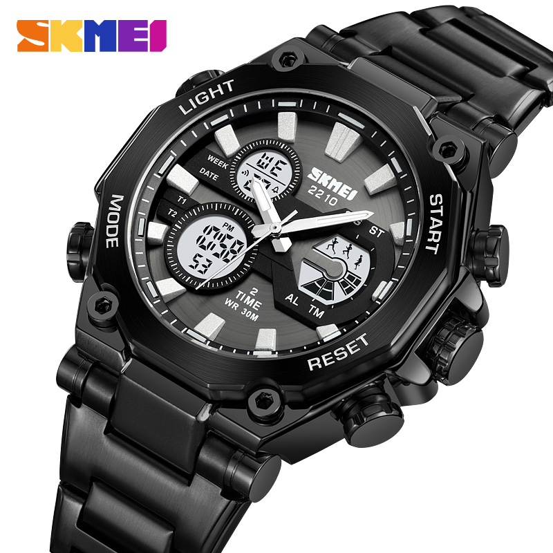 RELOJ SKMEI 2210 CORREA ACERO DIGITAL ANALOGO - 1