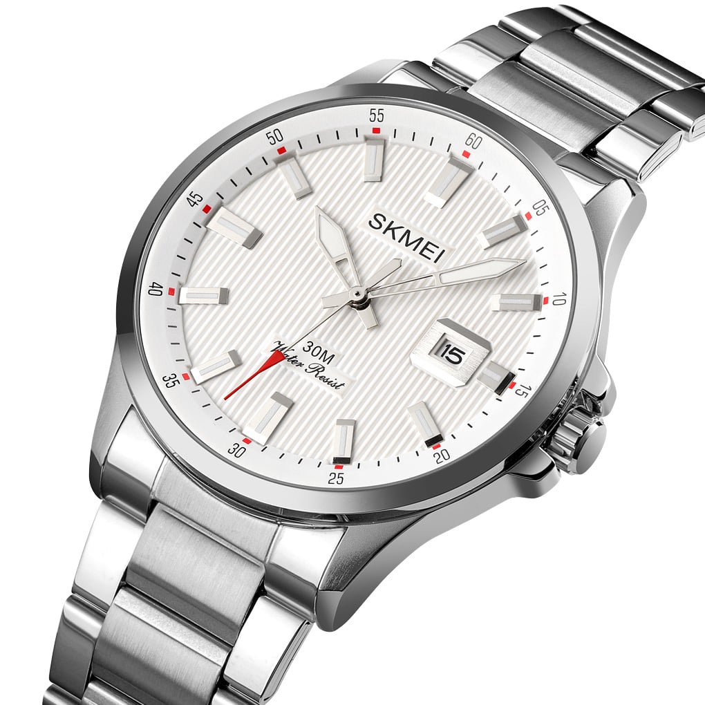 RELOJ SKMEI 1654 PLATEADO ANALÓGO CORREA ACERO - 1