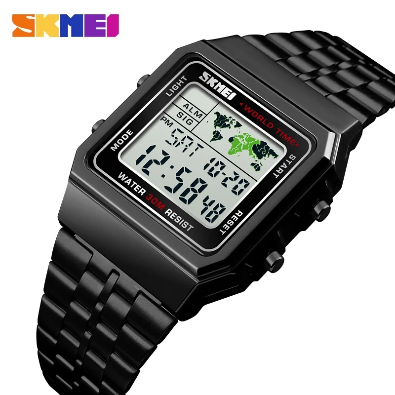 RELOJ SKMEI 1338 NEGRO HORA MUNDIAL - 1