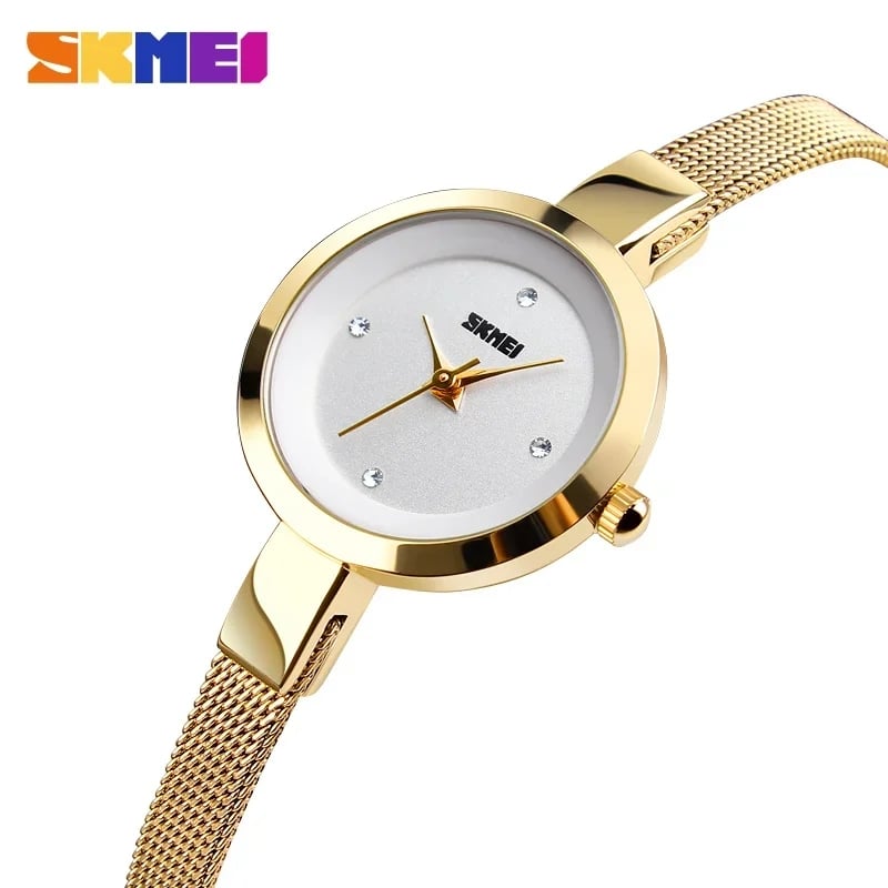 RELOJ SKMEI 1390 DORADO CORREA ACERO PARA MUJER - 1