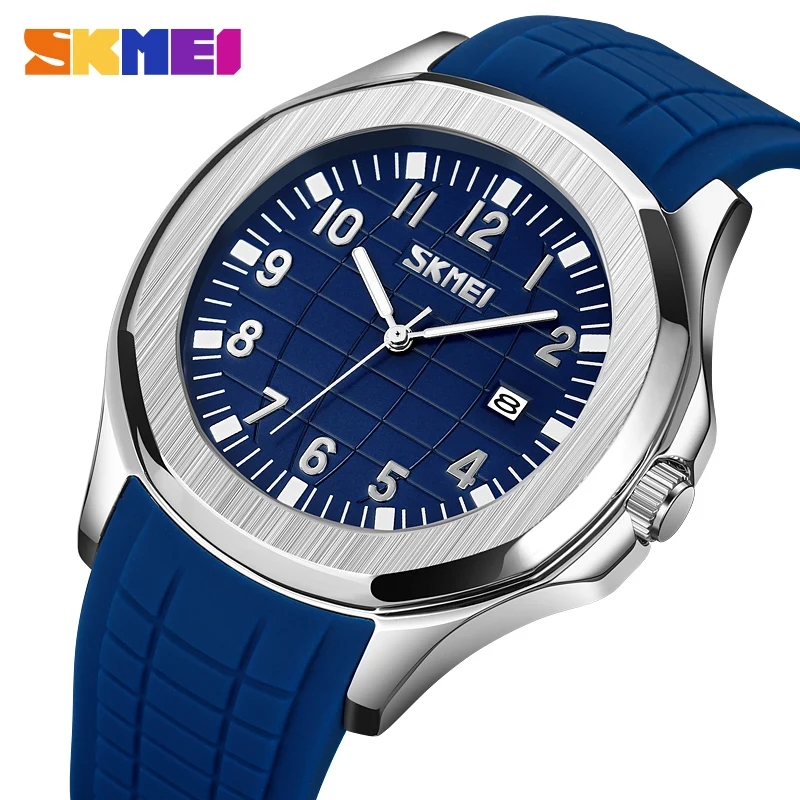 RELOJ SKMEI 9286 AZUL BORDES PLATA - 1