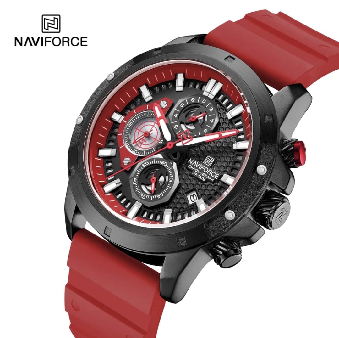 RELOJ NAVIFORCE 8036 BORDE NEGRO CORREA ROJA - 1