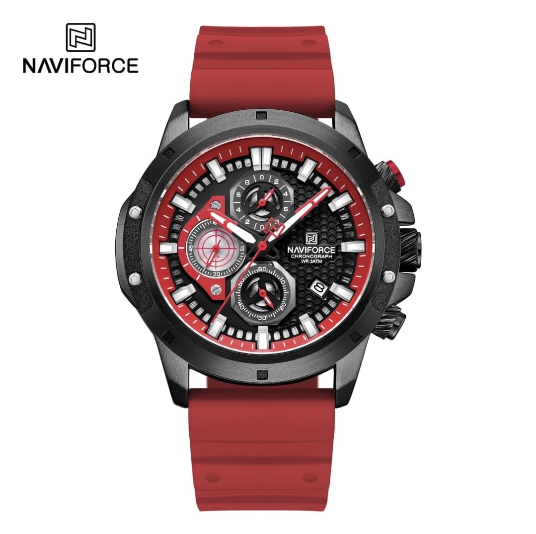 RELOJ NAVIFORCE 8036 BORDE NEGRO CORREA ROJA - 2