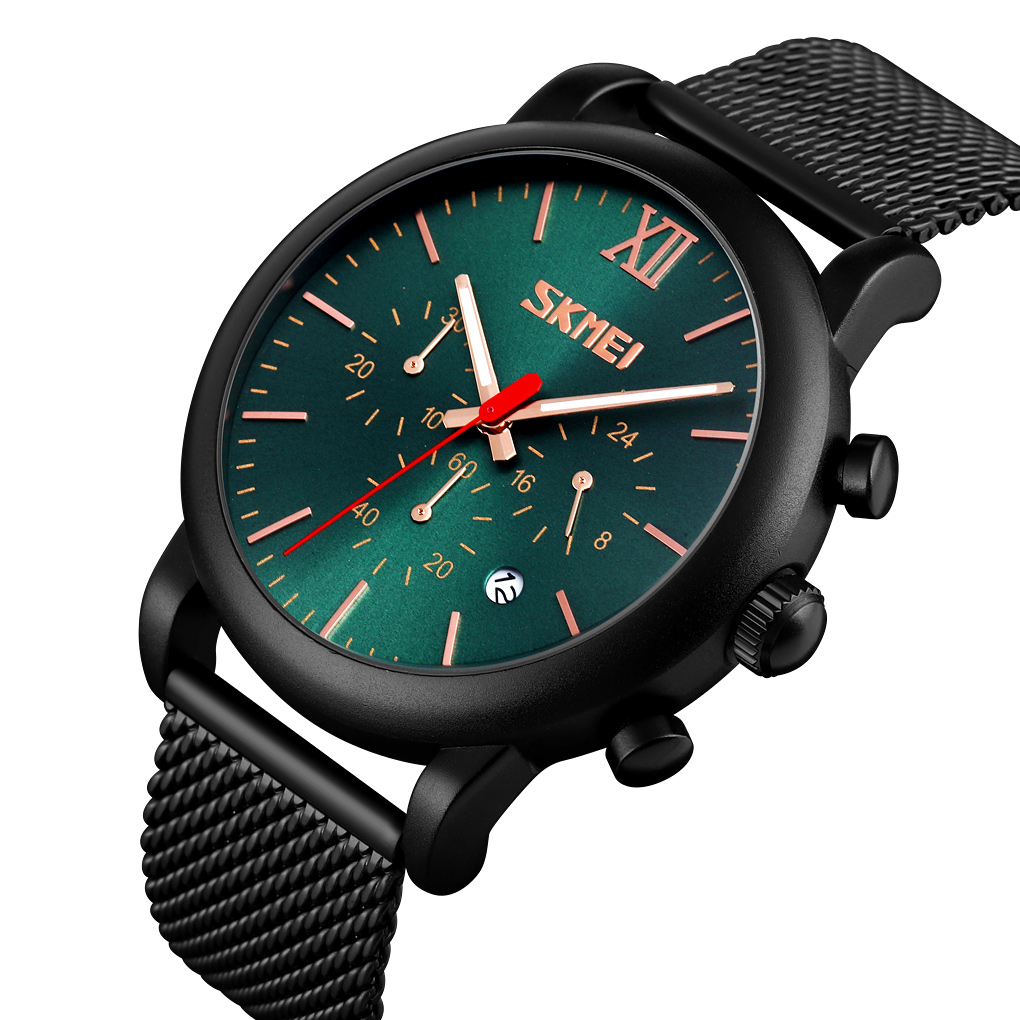 RELOJ SKMEI 9203 NEGRO FONDO VERDE CRONÓMETRO - 1