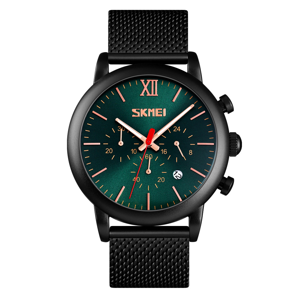 RELOJ SKMEI 9203 NEGRO FONDO VERDE CRONÓMETRO - 2