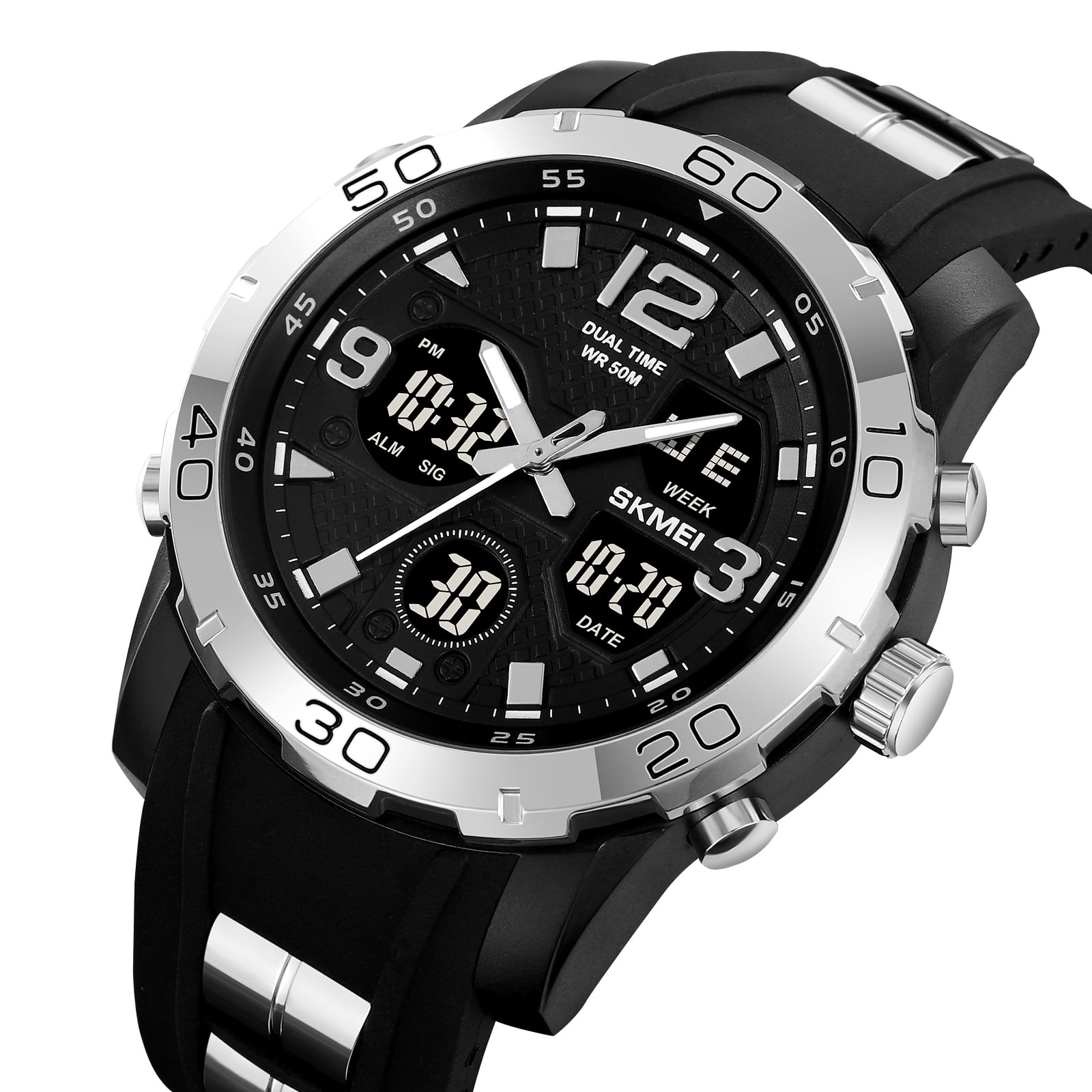 RELOJ SKMEI 2102 NEGRO CORREA SILICONA CABALLERO - 1