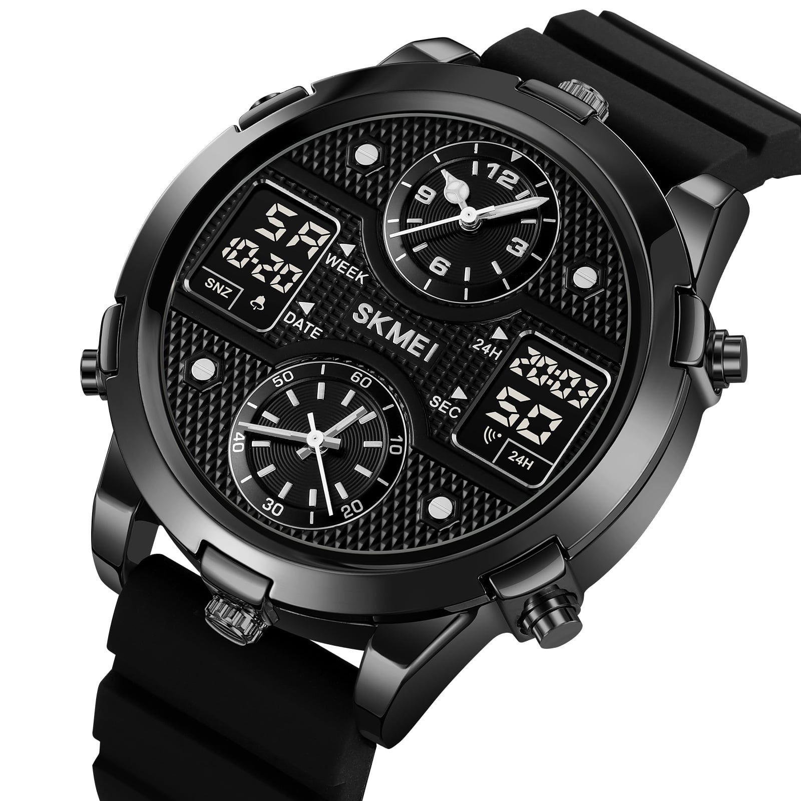 RELOJ SKMEI 2212 NEGRO 6 BOTONES CORREA SILICONA DIGITAL ANALOGO - 1