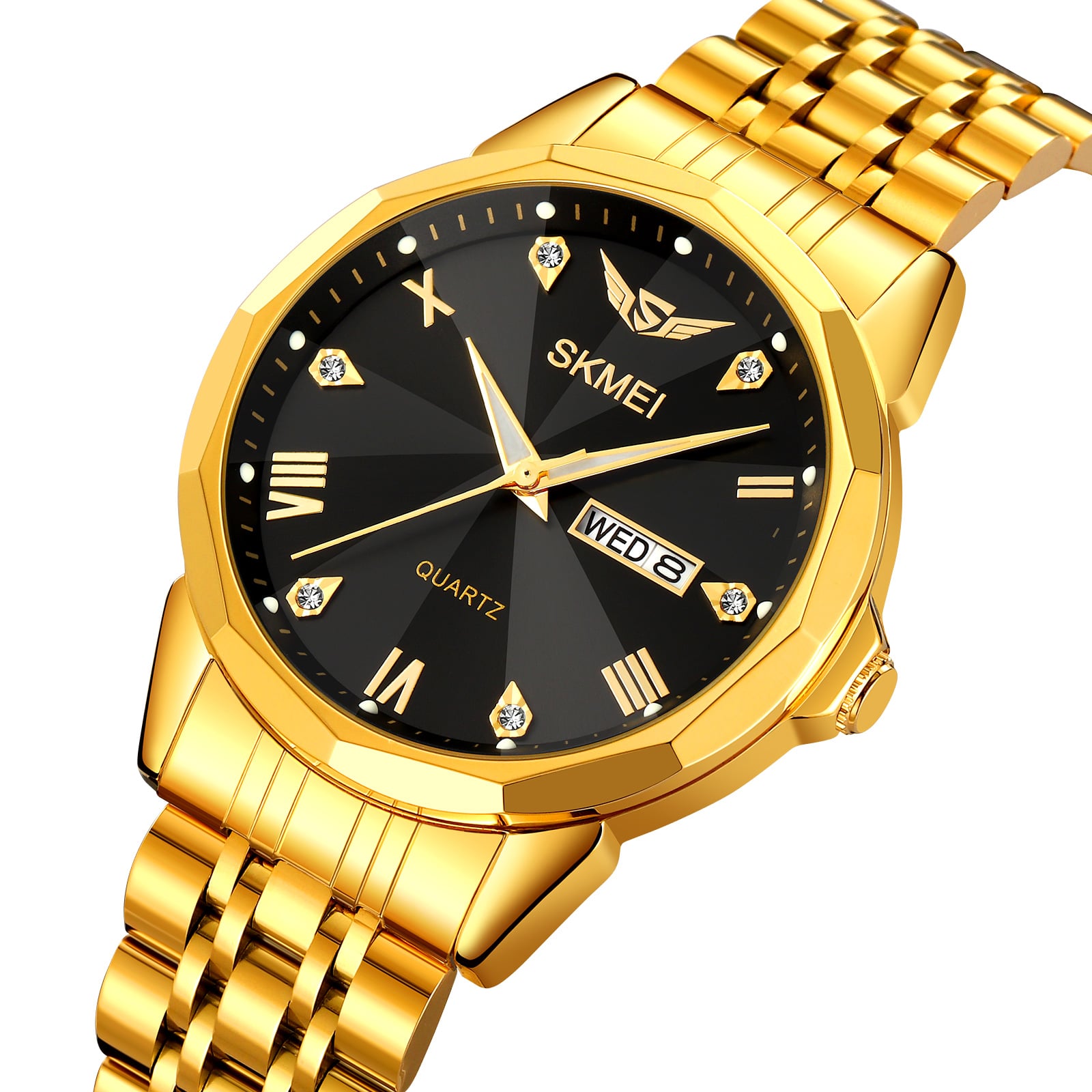 RELOJ SKMEI 2291 DORADO FONDO NEGRO ANALÓGO - 1