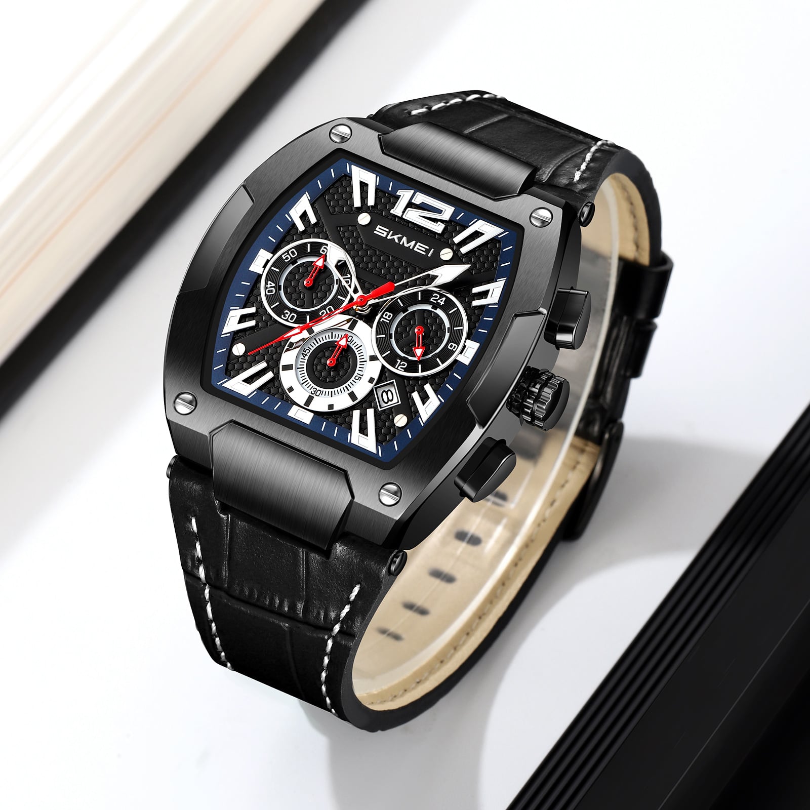 RELOJ SKMEI 9357 3 DIALES Y CRONÓMETRO CORREA DE CUERO CABALLERO - 3
