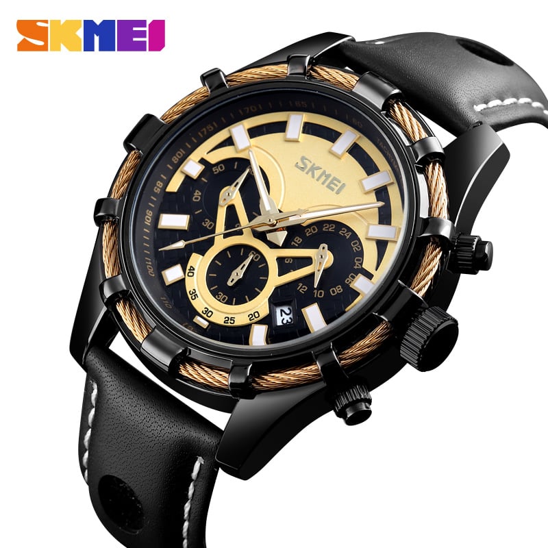 RELOJ SKMEI 9189 NEGRO CORREA DE CUERO - 1