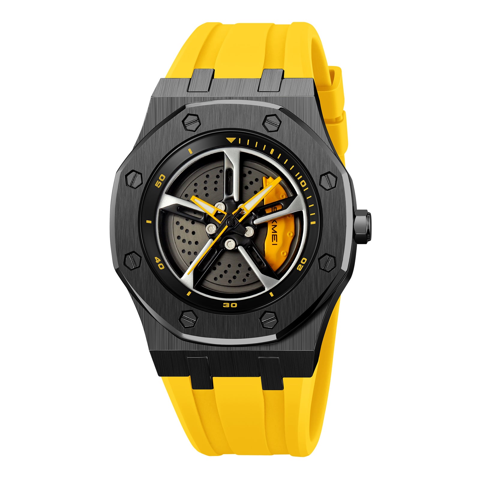 RELOJ SKMEI 2359 GIRATORIO AMARILLO CORREA SILICONA - 1