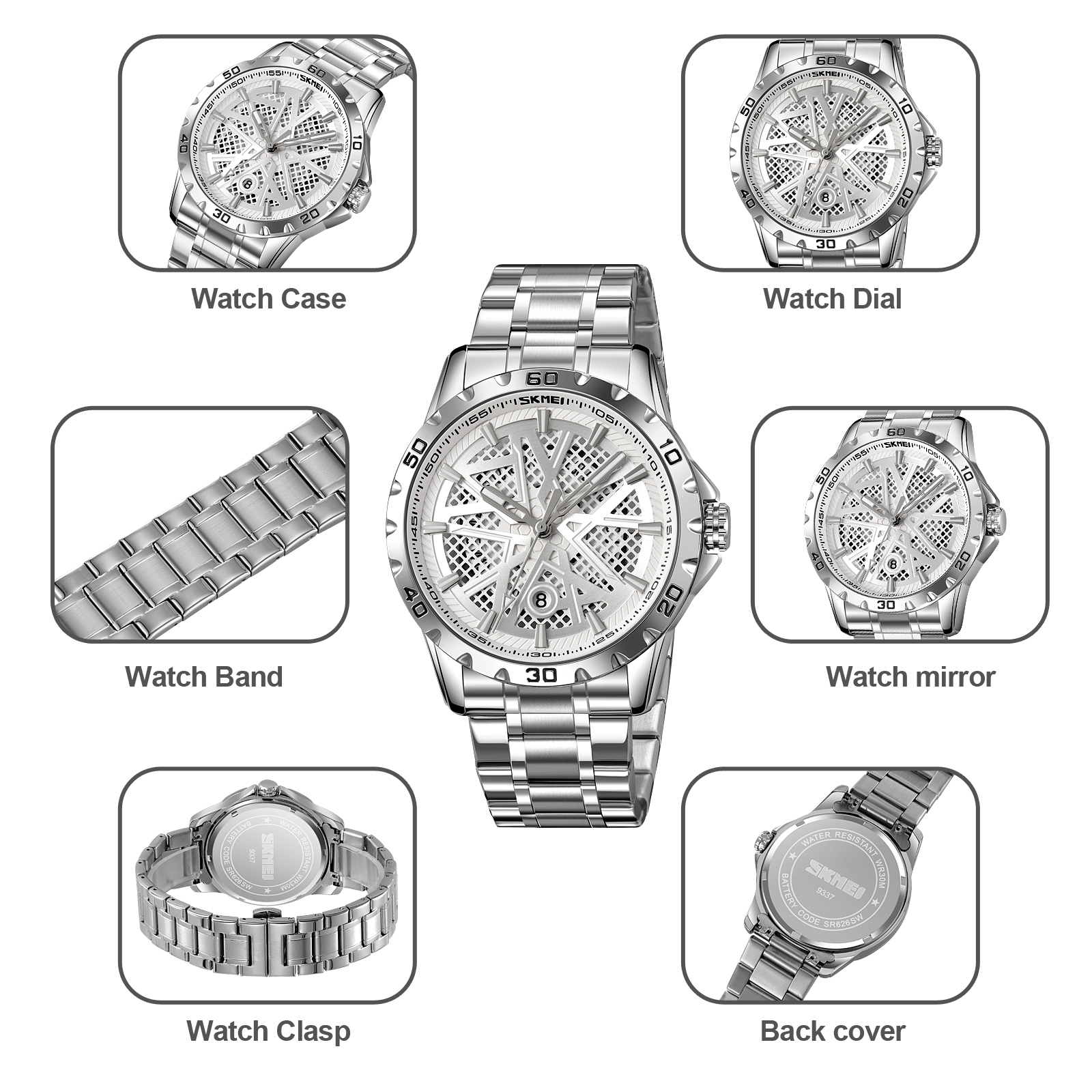 RELOJ SKMEI 9337 CORREA ACERO ANALÓGO PARA CABALLERO - 3
