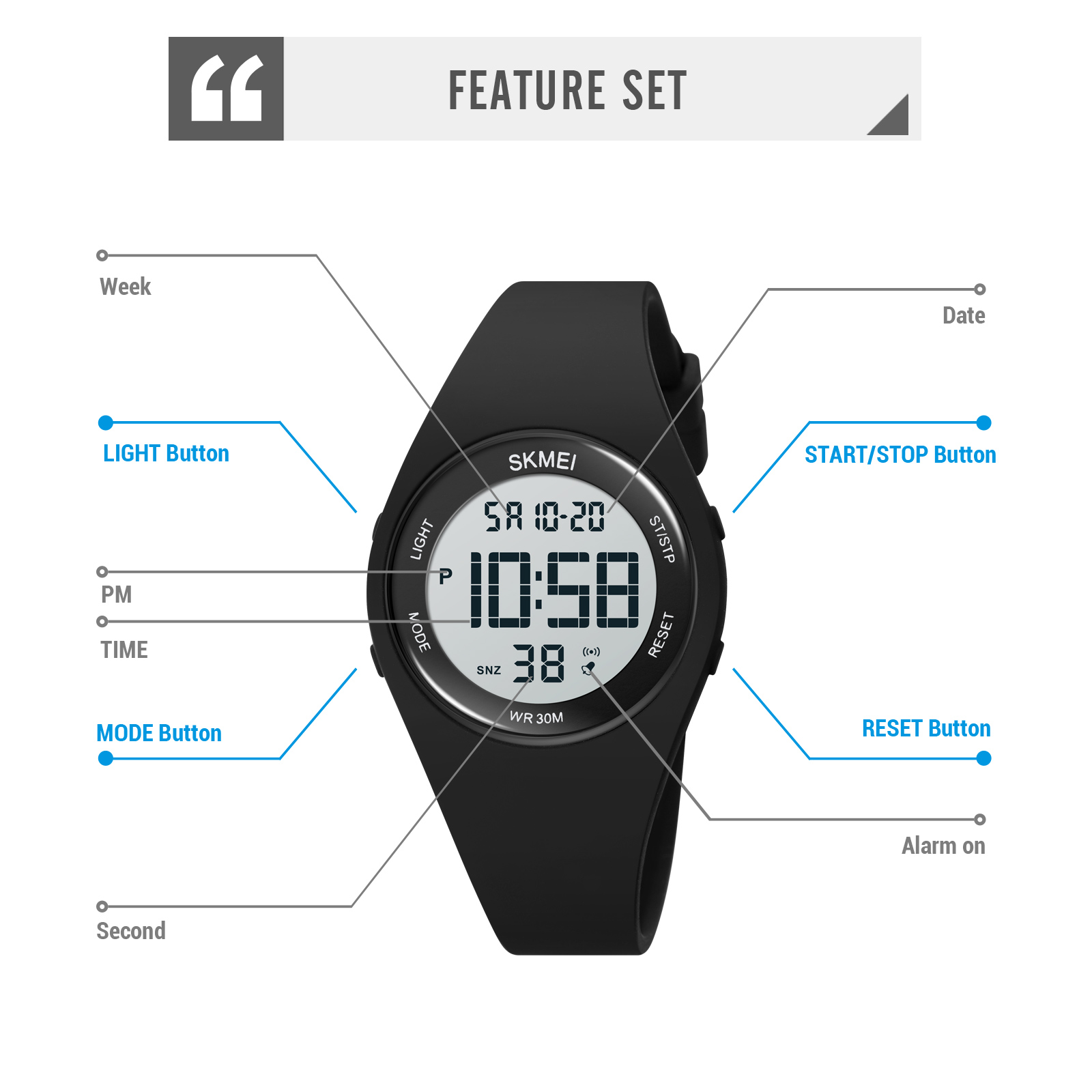 RELOJ SKMEI 1865  BLANCO CON DISEÑO  PARA NIÑOS CORREA SILICONA - 5