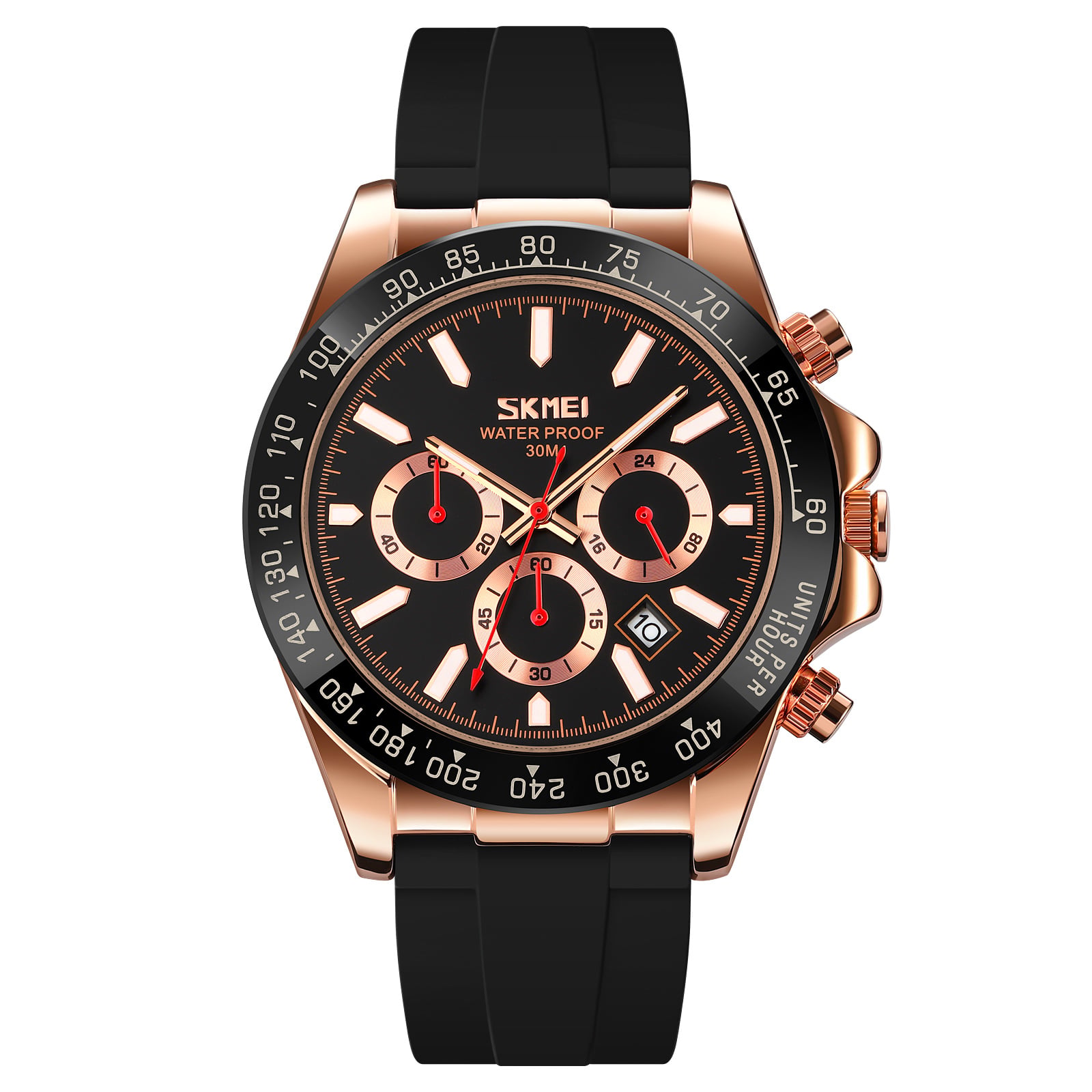 RELOJ SKMEI 9275 NEGRO DETALLES ORO ROSA CRONÓMETRO - 1