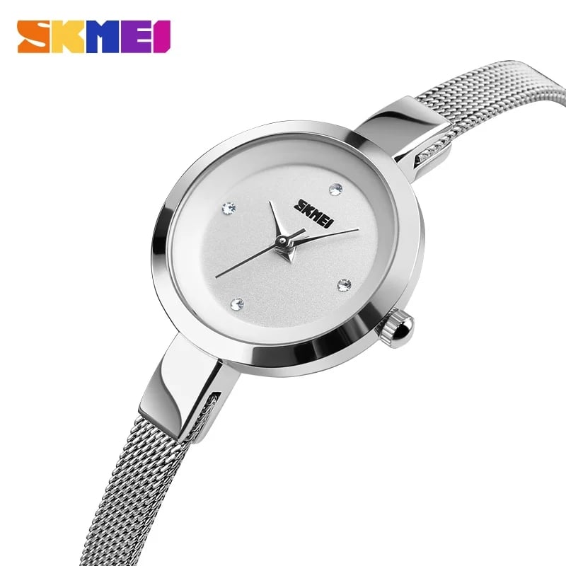 RELOJ SKMEI 1390 PLATEADO CORREA ACERO PARA MUJER - 1