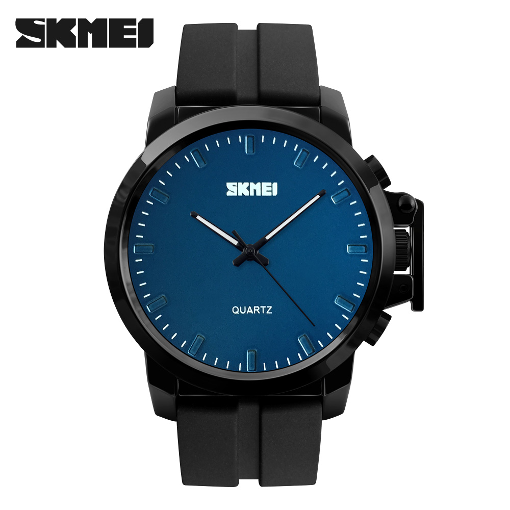 RELOJ SKMEI 1208 NEGRO FONDO AZUL SILICONA - 1
