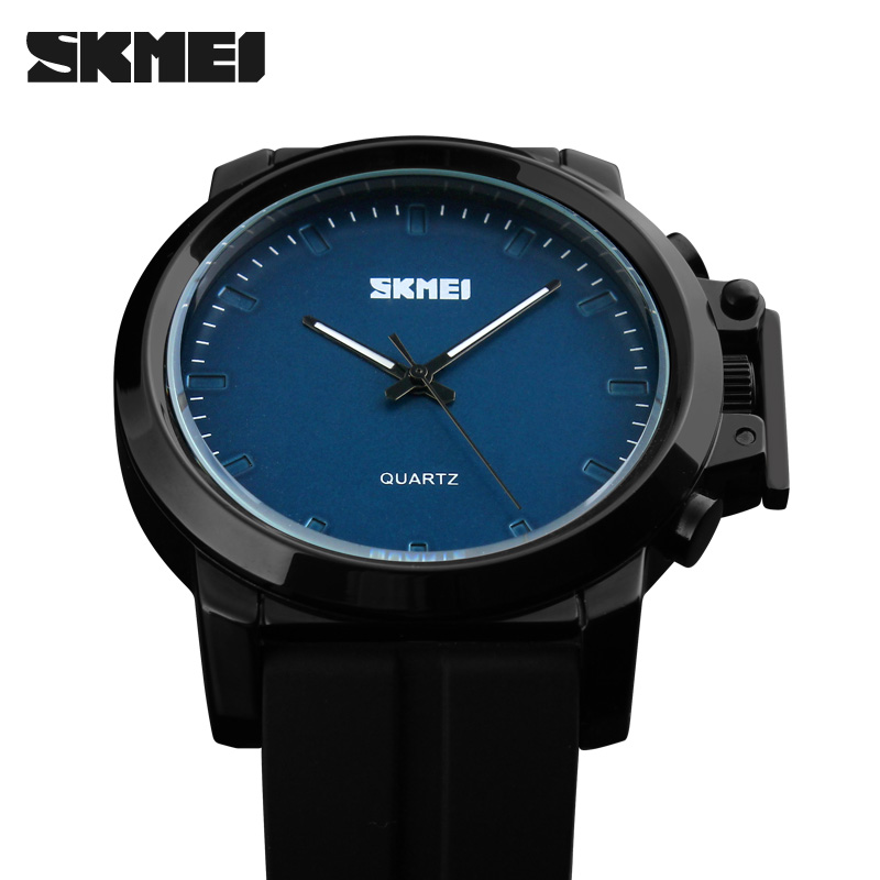 RELOJ SKMEI 1208 NEGRO FONDO AZUL SILICONA - 3