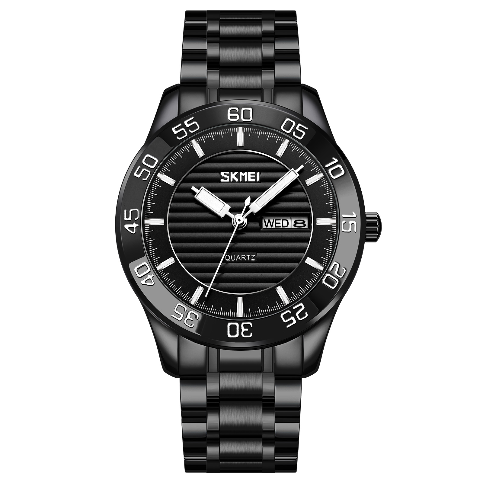 RELOJ SKMEI 9293 NEGRO ANALÓGO CORREA ACERO - 2