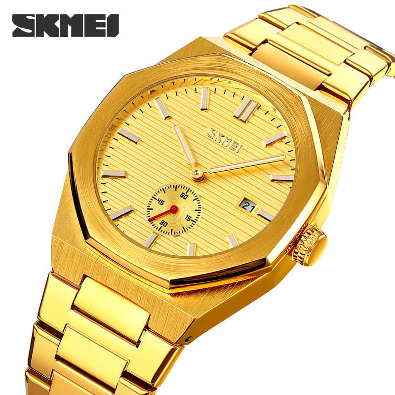 RELOJ SKMEI 9262 DORADO ANALÓGO CORREA ACERO - 1