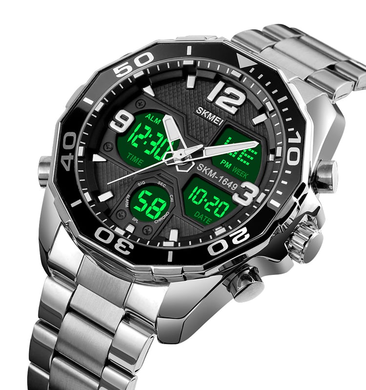 RELOJ SKMEI 1649 PLATEADO ANALOGO Y DIGITAL - 1