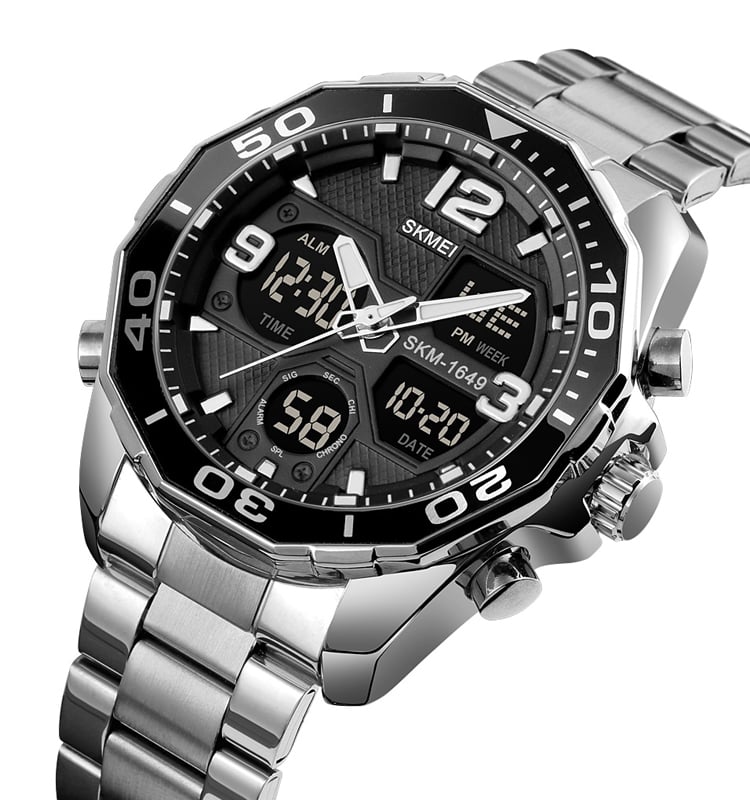 RELOJ SKMEI 1649 PLATEADO ANALOGO Y DIGITAL - 3