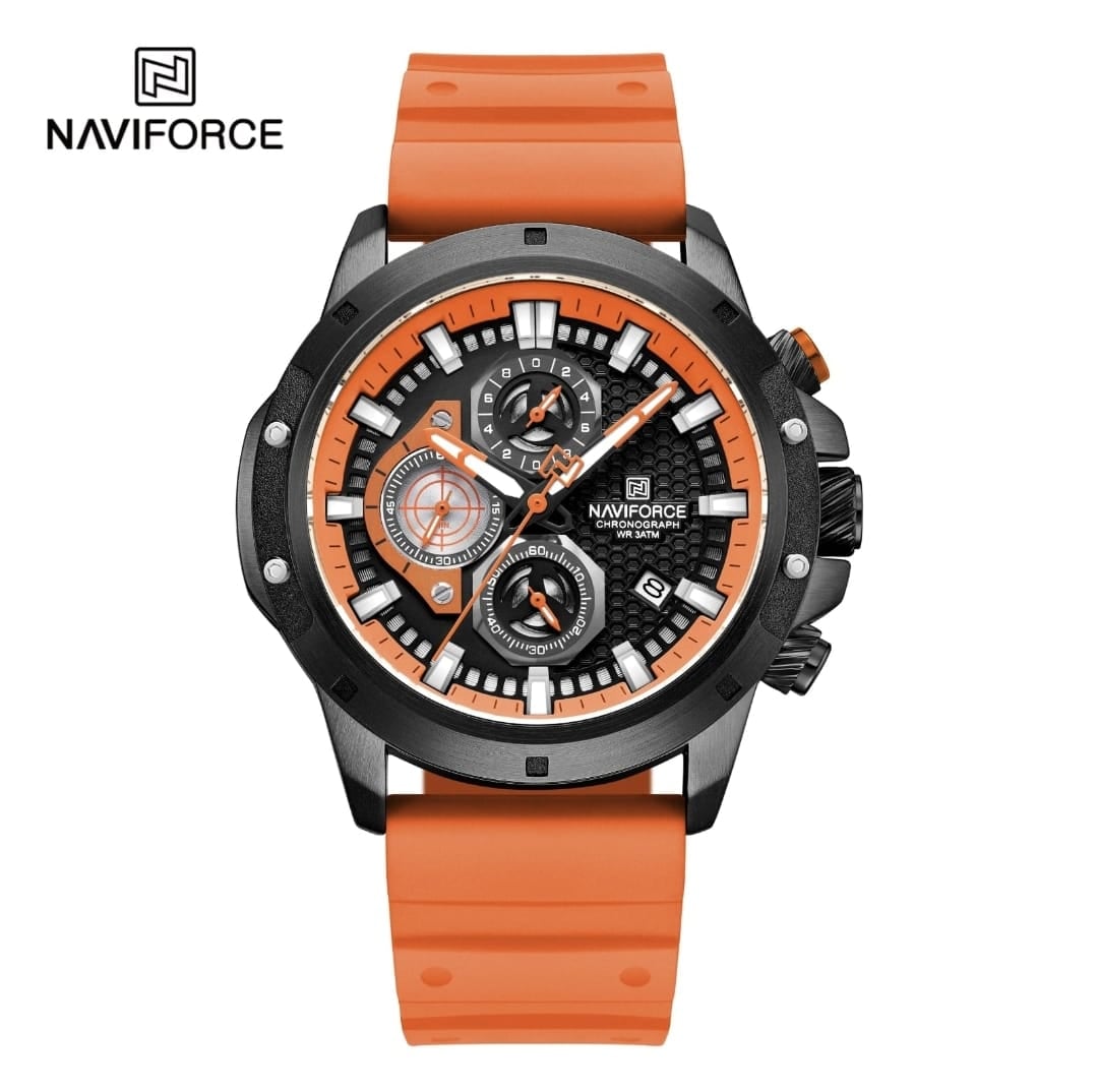RELOJ NAVIFORCE 8036 BORDE NEGRO CORREA NARANJA - 1