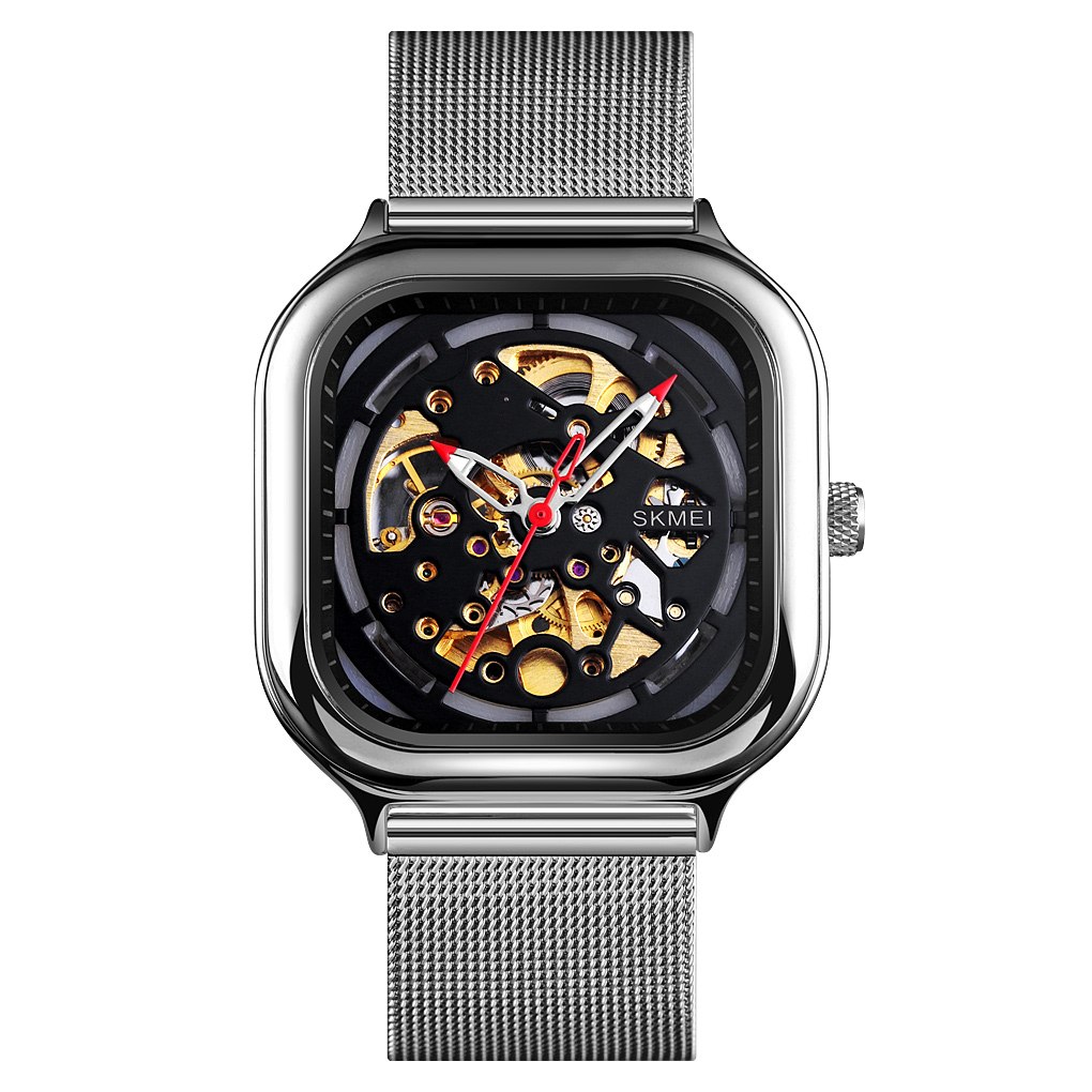 RELOJ SKMEI 9184 MECANICO TOURBILLON AUTOMATICO CORREA ACERO - 1