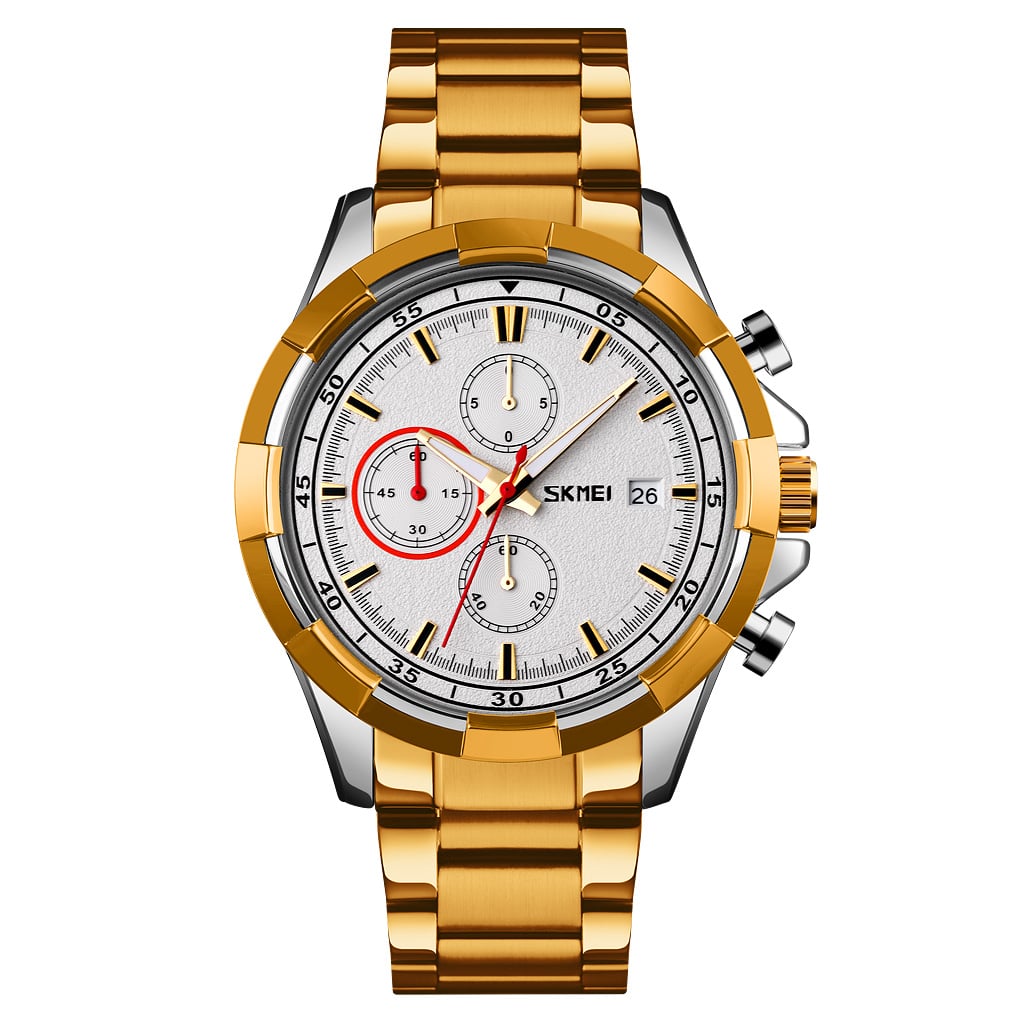 RELOJ SKMEI 9192 DORADO CORREA ACERO CRONOMETRO - 1