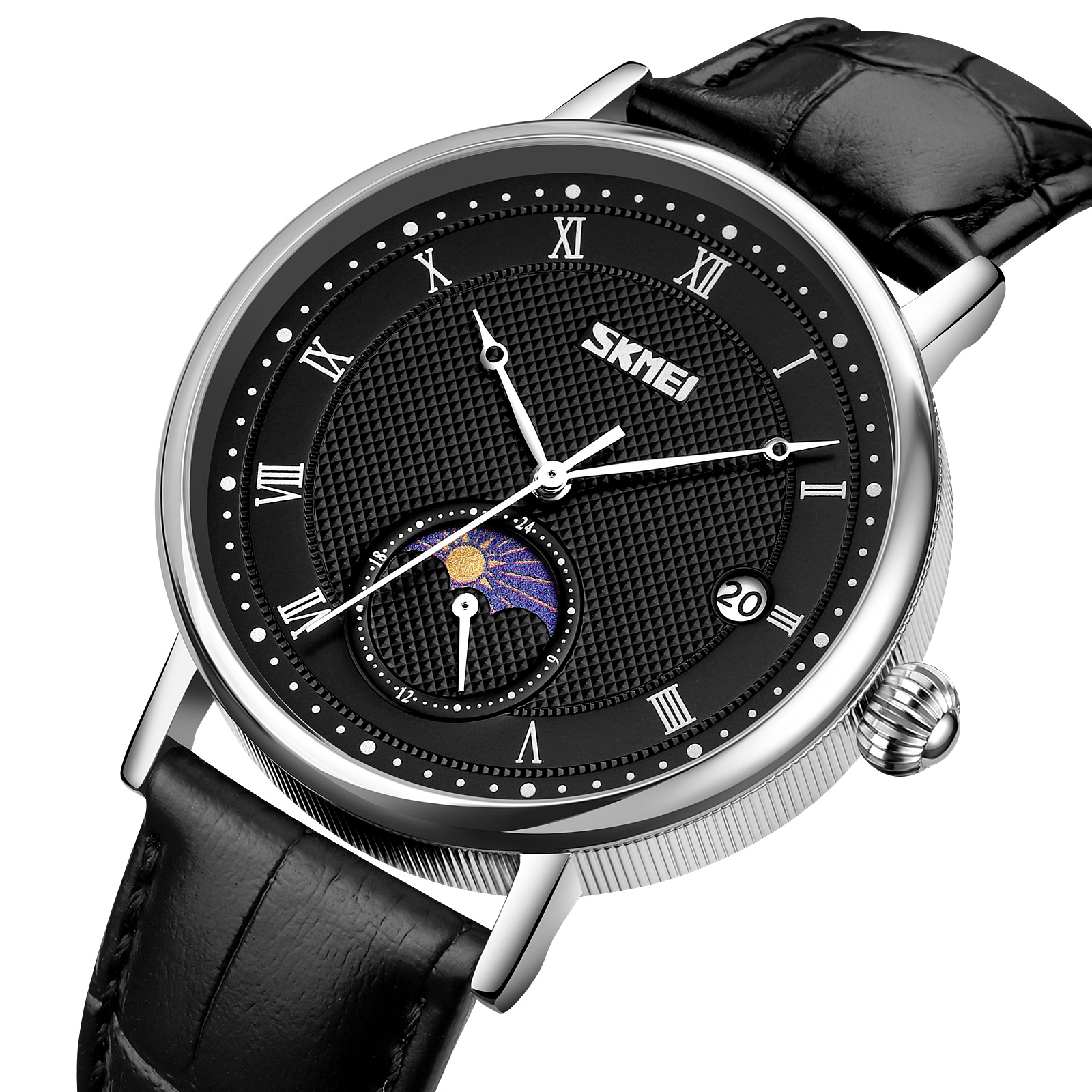 RELOJ SKMEI 9308 NEGRO CORREA NEGRA DE CUERO - 1