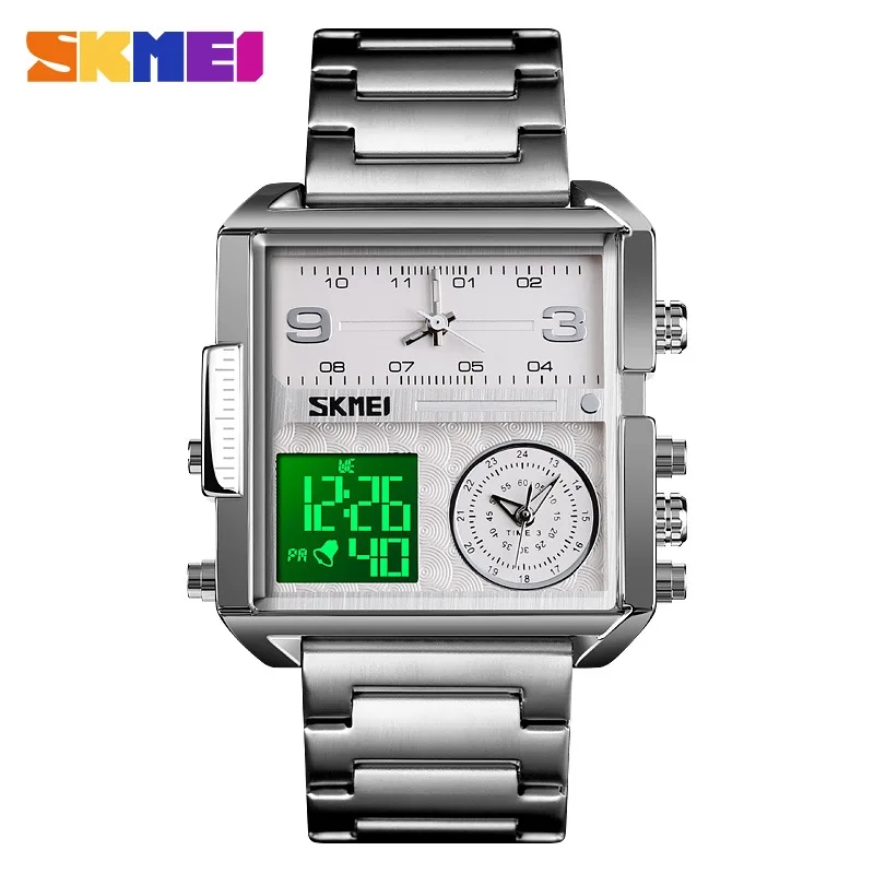 RELOJ SKMEI 1584 PLATEADO DIGITAL ANALOGO 3HORAS - 1