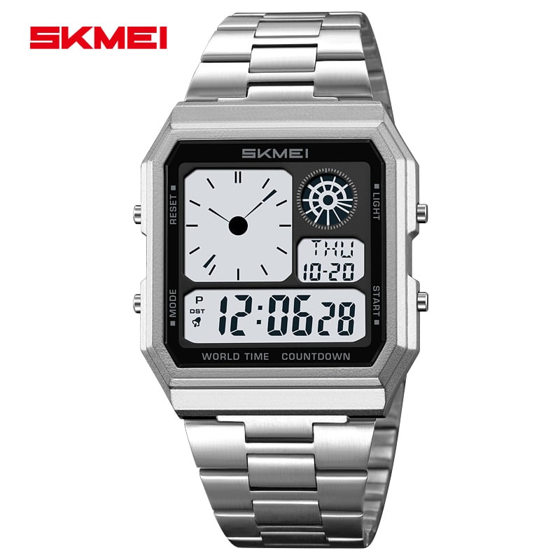 RELOJ SKMEI 2353 PLATEADO DIGITAL HORA MUNDIAL - 1