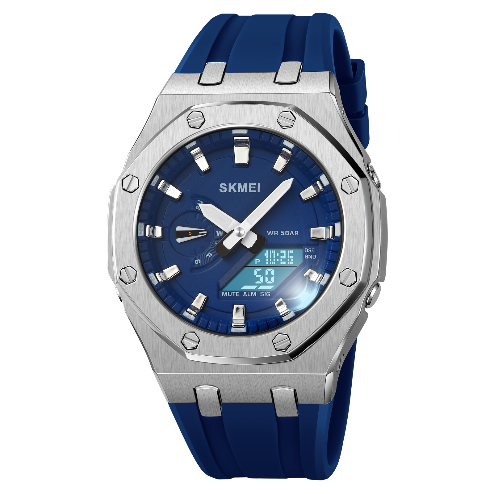 RELOJ SKMEI 2243 AZUL CORREA SILICONA HORA MUNDIAL - 2