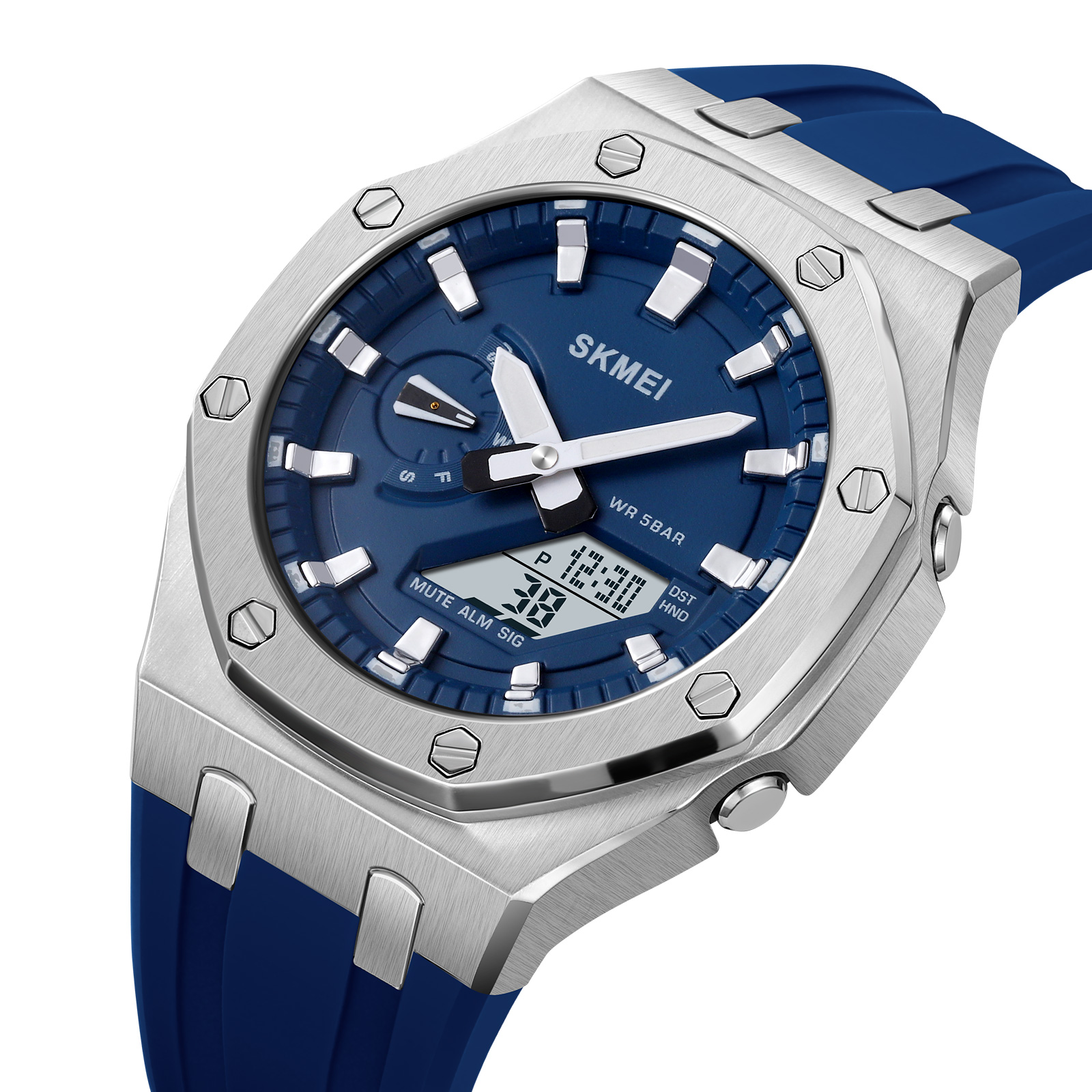 RELOJ SKMEI 2243 AZUL CORREA SILICONA HORA MUNDIAL - 3