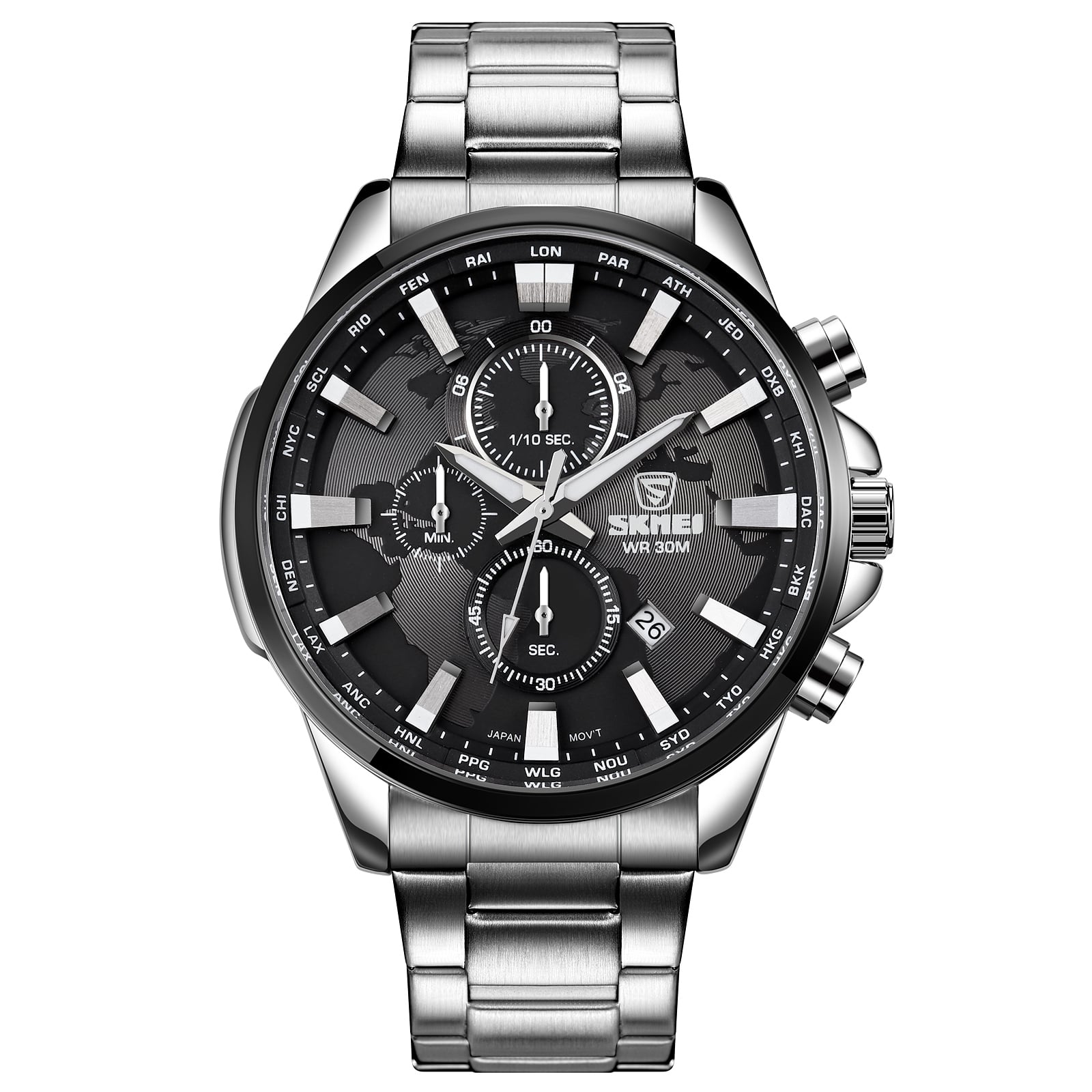 RELOJ SKMEI 1803 CRONOMETRO PLATEADO CORREA ACERO - 1