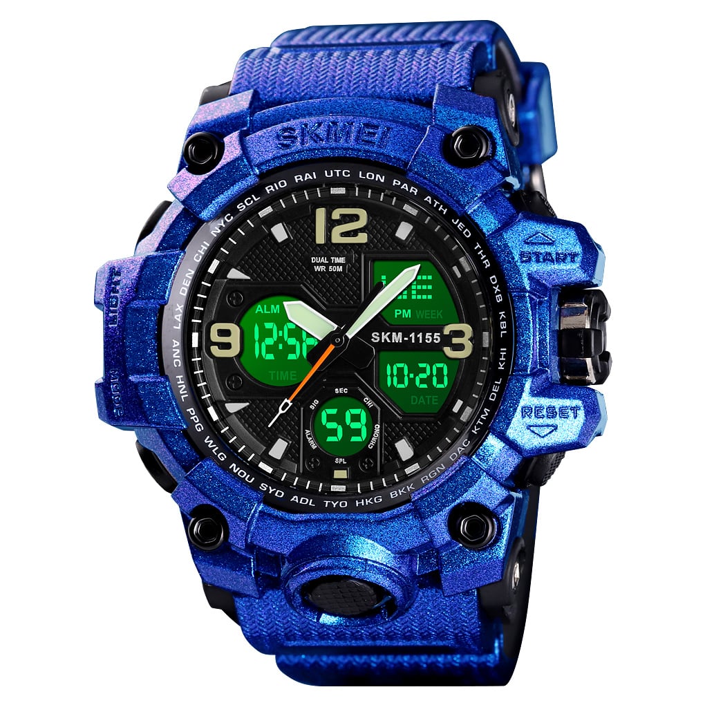 RELOJ SKMEI 1155 AZUL ELECTRICO CORREA SILICONA - 1